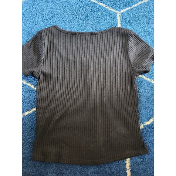 Women's Wishful Park Black Basic Scoop Neck Top M - Picture 2 of 6